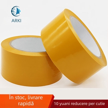 Bandă de sigilare pentru ambalaje, bandă BOPP rezistentă la apă, bej transparent, lungime 130 m, lățime 45–55 mm