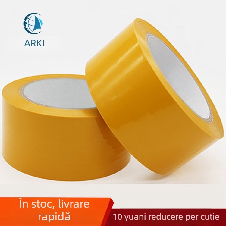 Bandă de sigilare pentru ambalaje, bandă BOPP rezistentă la apă, bej transparent, lungime 130 m, lățime 45–55 mm