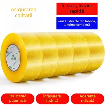 Bandă de ambalare transparentă, lățime 42 mm, rolă mare, bandă de sigilare pentru cutii, film BOPP, aderență puternică
