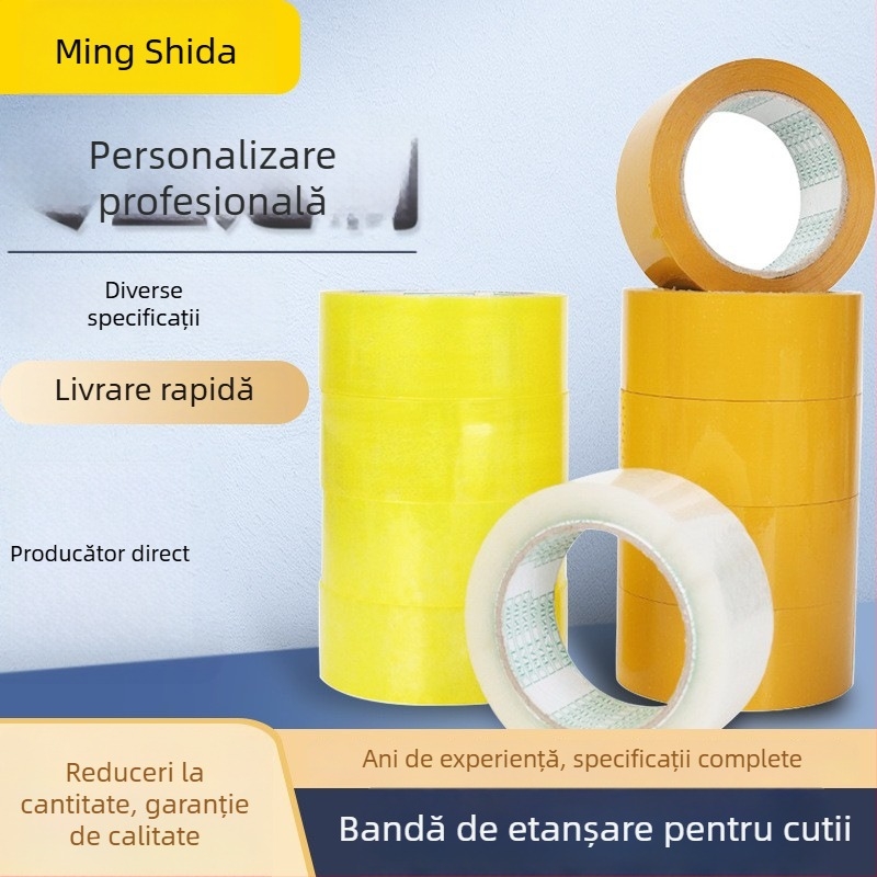 Bandă de ambalare BOPP transparentă, cu vâscozitate înaltă și rezistență la abraziune, grosime 60 mm, lățime 5,5 cm, lungime 130 m
