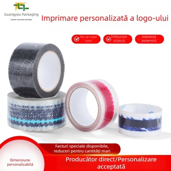 Bandă de ambalare colorată personalizată din BOPP, imprimare a logo-ului, modele imprimate, transparentă, avertismente, disponibilă în mai multe dimensiuni