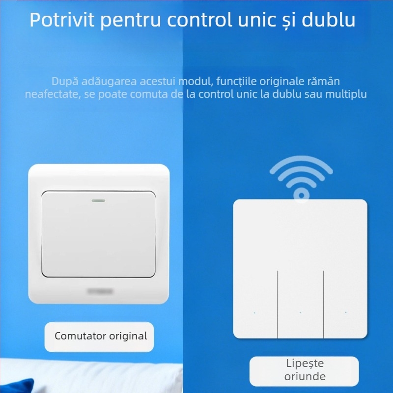 Modul wireless 433 MHz pentru control de la distanță, montaj fără cabluri, control cu un singur buton pentru iluminat casnic 220 V