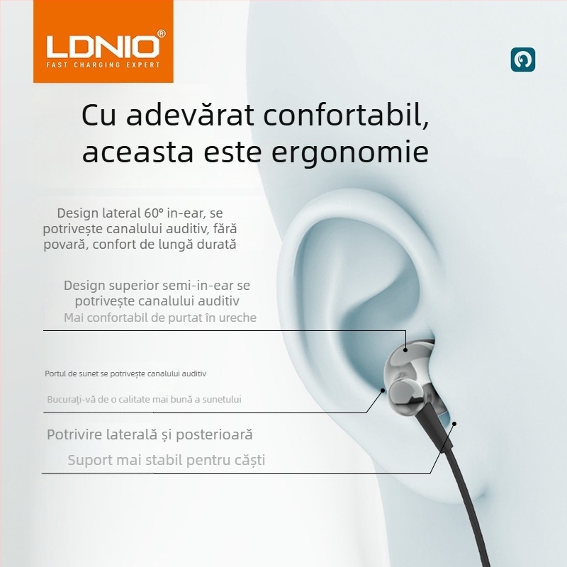Căști in-ear cu fir, 3,5 mm, interfață Type-C, carcasă metalică, pentru gaming și muzică – Lidenuo