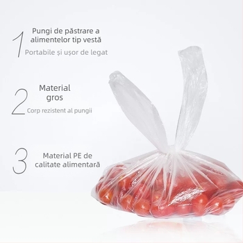 Miaojie Pungi groase în stil vestă pentru păstrarea prospețimii, pungi PE pentru depozitare alimente, 30 buc