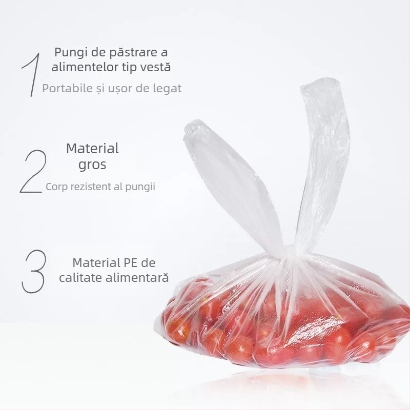 Miaojie Pungi groase în stil vestă pentru păstrarea prospețimii, pungi PE pentru depozitare alimente, 30 buc