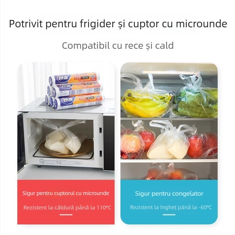 Miaojie Pungi groase în stil vestă pentru păstrarea prospețimii, pungi PE pentru depozitare alimente, 30 buc