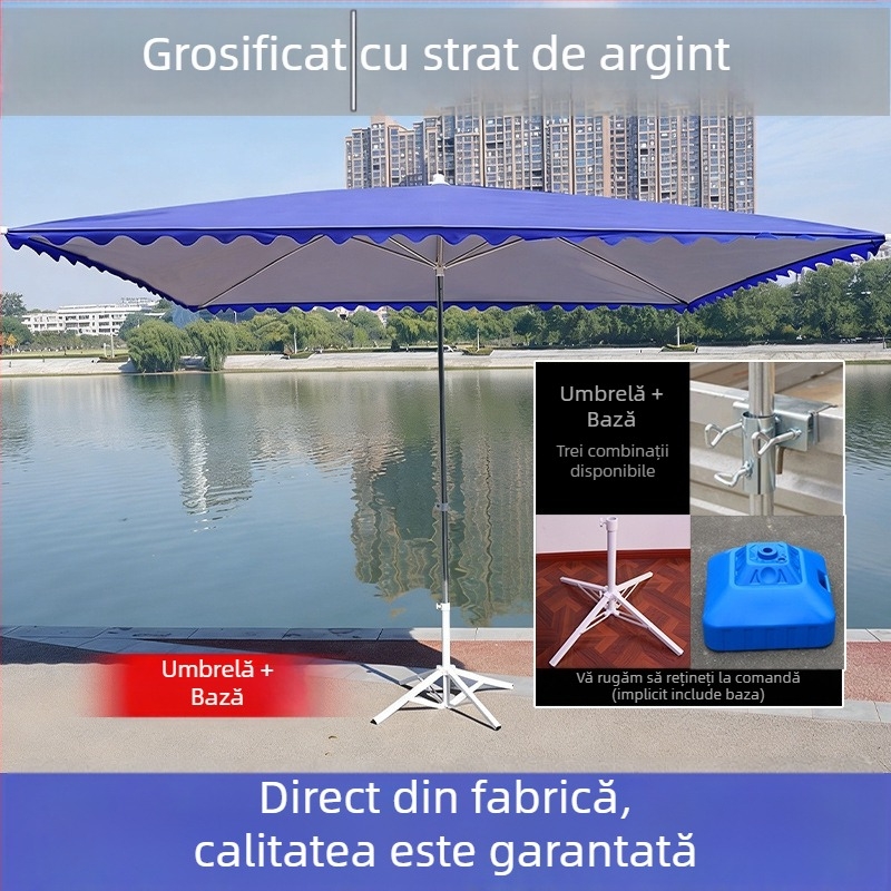 Umbrelă mare de exterior pentru tarabe, umbrelă dreptunghiulară de umbrire pentru curte/terasă, acoperiș comercial robust, protecție UV