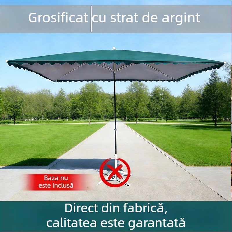 Umbrelă mare de exterior pentru tarabe, umbrelă dreptunghiulară de umbrire pentru curte/terasă, acoperiș comercial robust, protecție UV