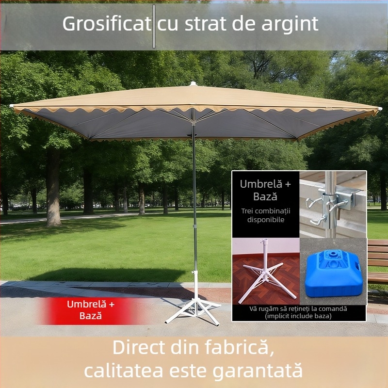 Umbrelă mare de exterior pentru tarabe, umbrelă dreptunghiulară de umbrire pentru curte/terasă, acoperiș comercial robust, protecție UV