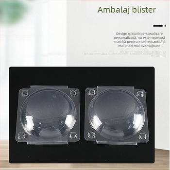 Cutie blister transparentă pliabilă pentru haine și obiecte de uz zilnic, capac blister cu model din cauciuc, tavă interioară din PET pătrată