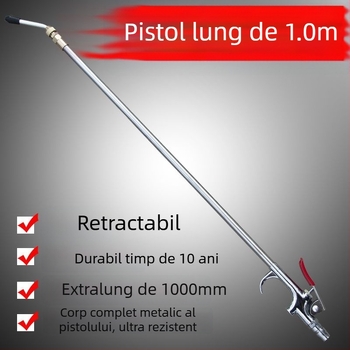 Pistol pneumatic pentru suflat praf, metalic, 1 m lungime, pompă de aer din aliaj de aluminiu