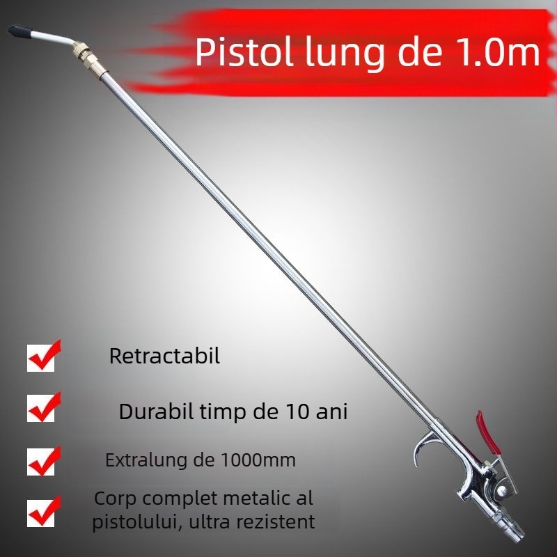 Pistol pneumatic pentru suflat praf, metalic, 1 m lungime, pompă de aer din aliaj de aluminiu