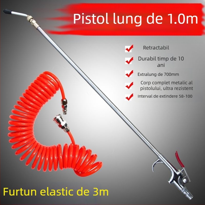 Pistol pneumatic pentru suflat praf, metalic, 1 m lungime, pompă de aer din aliaj de aluminiu