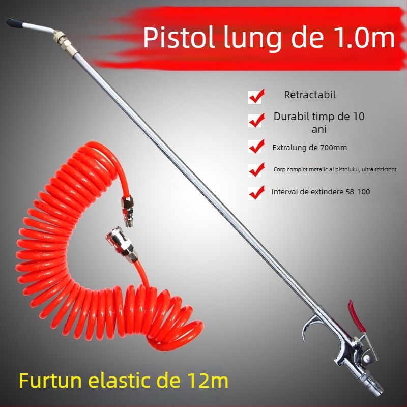 Pistol pneumatic pentru suflat praf, metalic, 1 m lungime, pompă de aer din aliaj de aluminiu