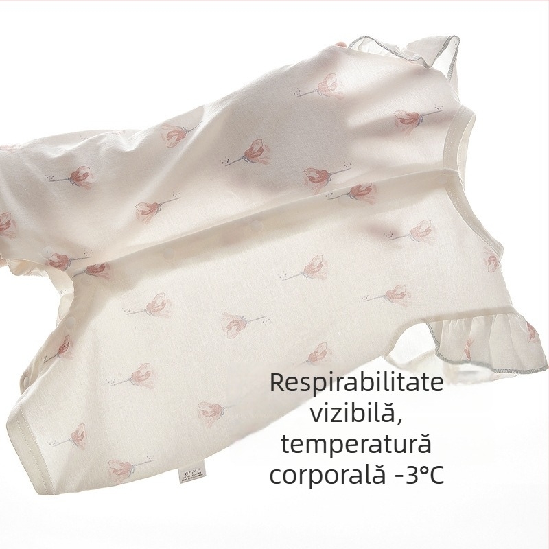 Salopetă de bebeluți pentru vară, din bumbac ușor, cu mânecă scurtă, pentru nou-născute fete