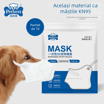 Mască KN95 pentru câini, pentru rase mici, previne mestecatul obiectelor și lătratul, de unică folosință