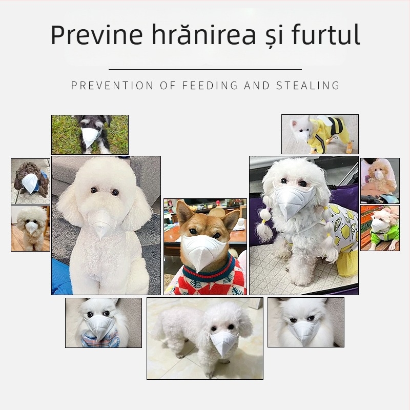 Mască KN95 pentru câini, pentru rase mici, previne mestecatul obiectelor și lătratul, de unică folosință