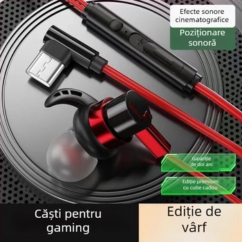 Cască de gaming cu fir, compatibilă cu Black Shark, Redmi K50/K40, Honor, OPPO și vivo, cu controale pe cablu