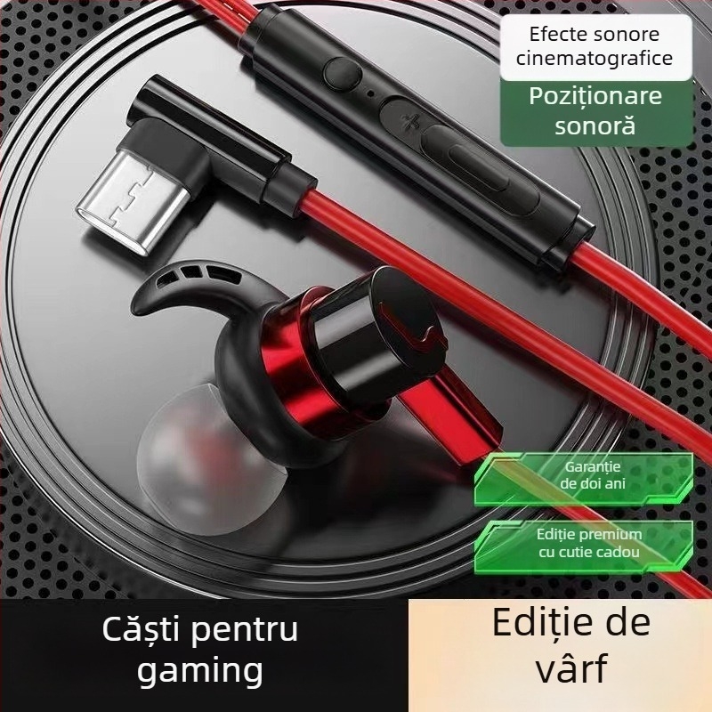 Cască de gaming cu fir, compatibilă cu Black Shark, Redmi K50/K40, Honor, OPPO și vivo, cu controale pe cablu