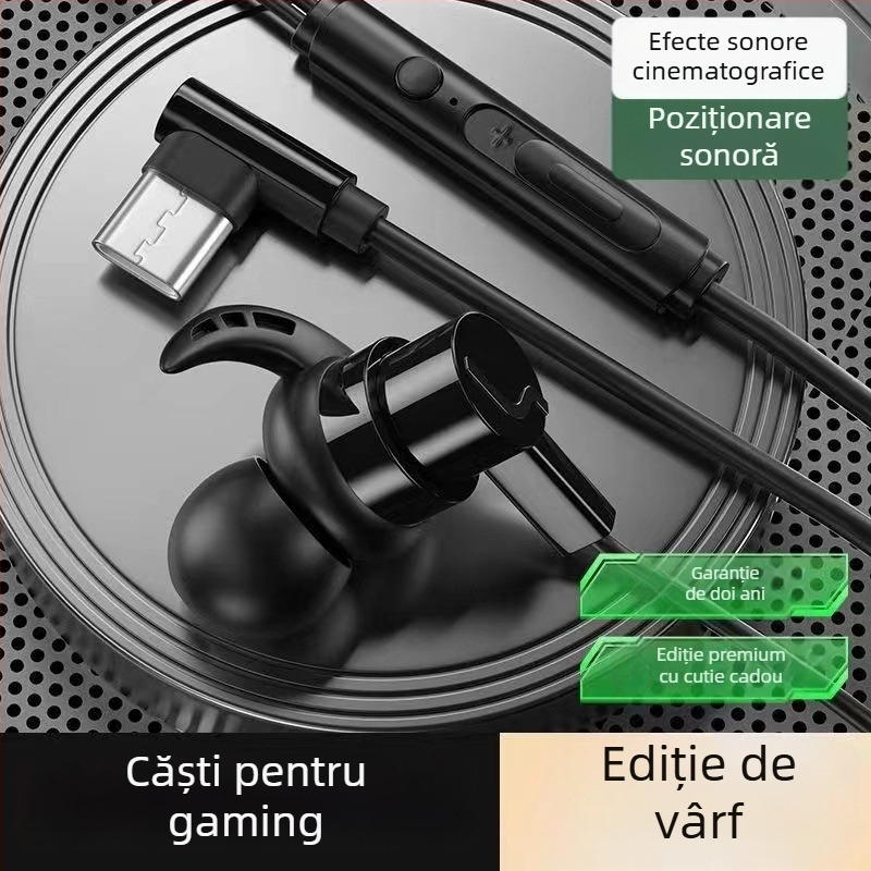 Cască de gaming cu fir, compatibilă cu Black Shark, Redmi K50/K40, Honor, OPPO și vivo, cu controale pe cablu