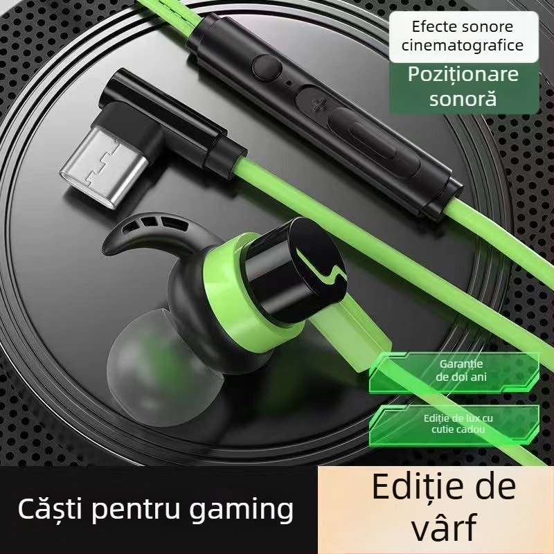 Cască de gaming cu fir, compatibilă cu Black Shark, Redmi K50/K40, Honor, OPPO și vivo, cu controale pe cablu