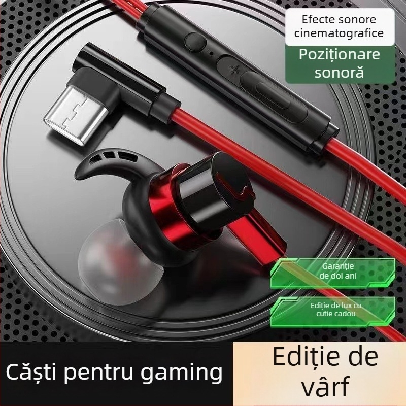 Cască de gaming cu fir, compatibilă cu Black Shark, Redmi K50/K40, Honor, OPPO și vivo, cu controale pe cablu