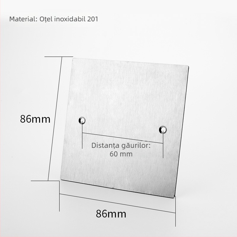 Capac din oțel inoxidabil pentru cutie încastrată de întrerupător/priză tip 86, panou metalic cu găuri