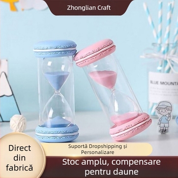 Timer cu clepsidră în formă de macaron pentru copii, sigur și rezistent la căderi, 30/45/60 de minute.