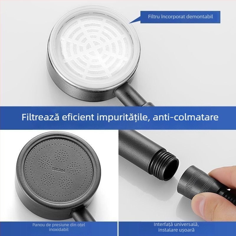 Cap de duș SUS304 din oțel inoxidabil, anti-blocare, demontabil și lavabil, duș manual sub presiune