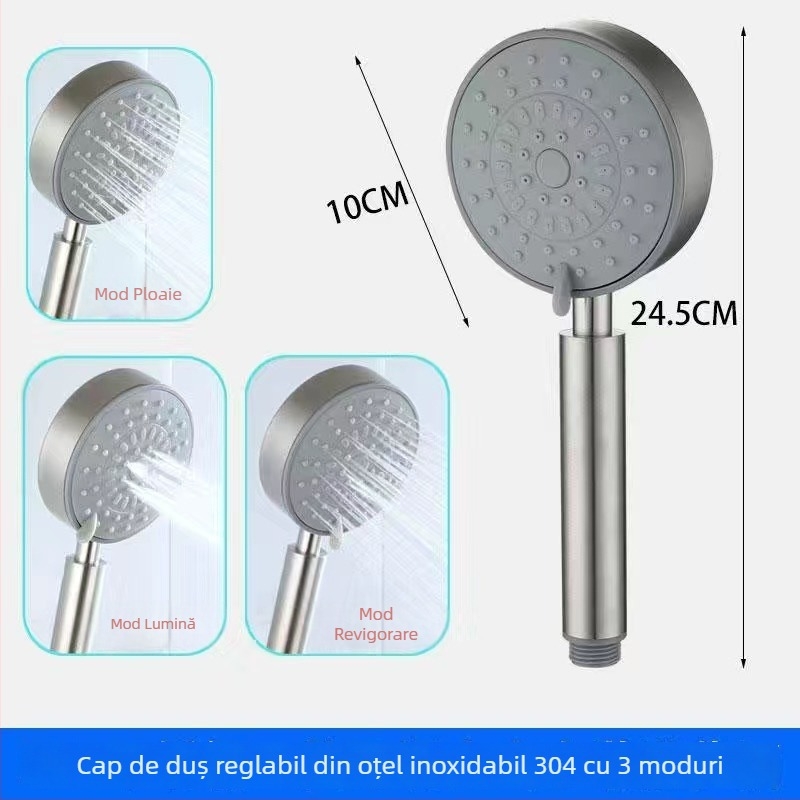 Cap de duș SUS304 din oțel inoxidabil, anti-blocare, demontabil și lavabil, duș manual sub presiune