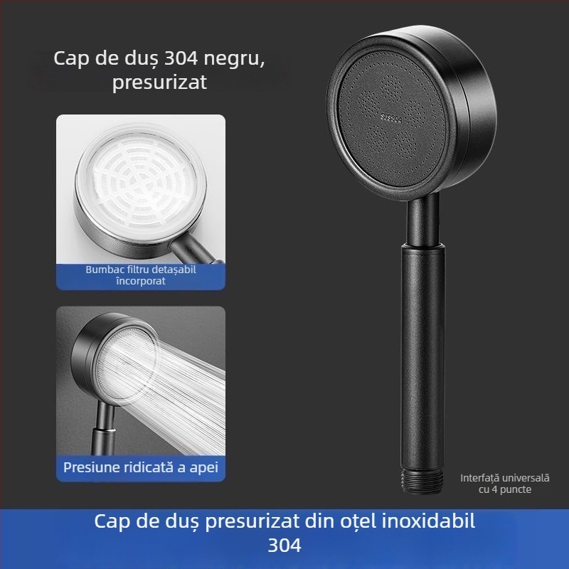 Cap de duș SUS304 din oțel inoxidabil, anti-blocare, demontabil și lavabil, duș manual sub presiune
