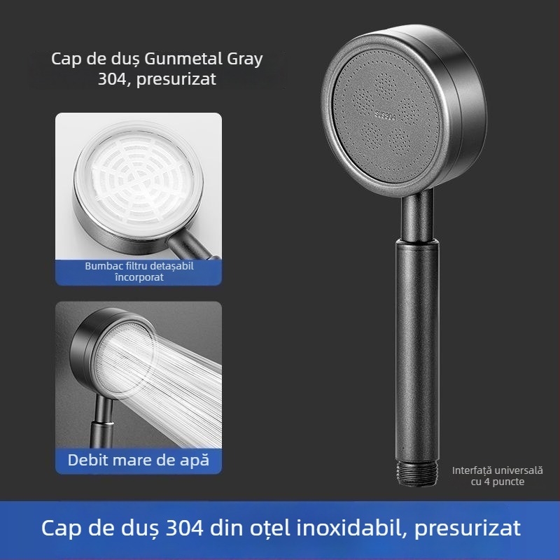 Cap de duș SUS304 din oțel inoxidabil, anti-blocare, demontabil și lavabil, duș manual sub presiune
