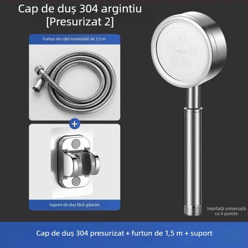 Cap de duș SUS304 din oțel inoxidabil, anti-blocare, demontabil și lavabil, duș manual sub presiune