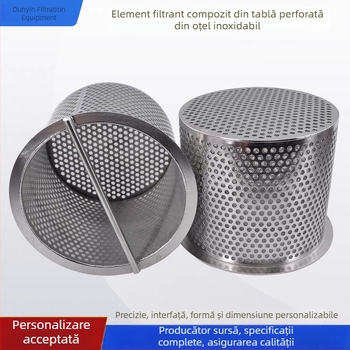 Element filtrant tip coș cu plasă de flanșă, țeavă perforată și cilindru din oțel inoxidabil