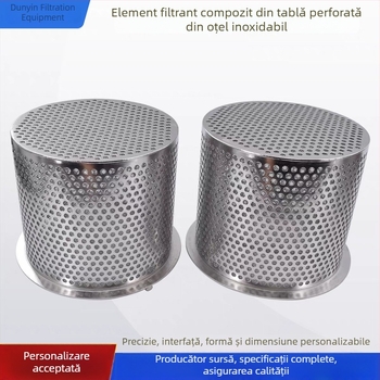 Element filtrant tip coș cu plasă de flanșă, țeavă perforată și cilindru din oțel inoxidabil