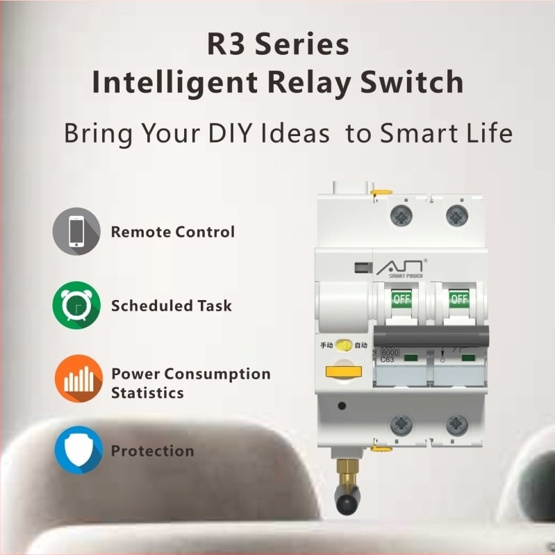 RS-485 fără fir comutator pentru IoT, întrerupător inteligent de circuit cu protecție la supratensiune, sub tensiune și scurgeri de curent