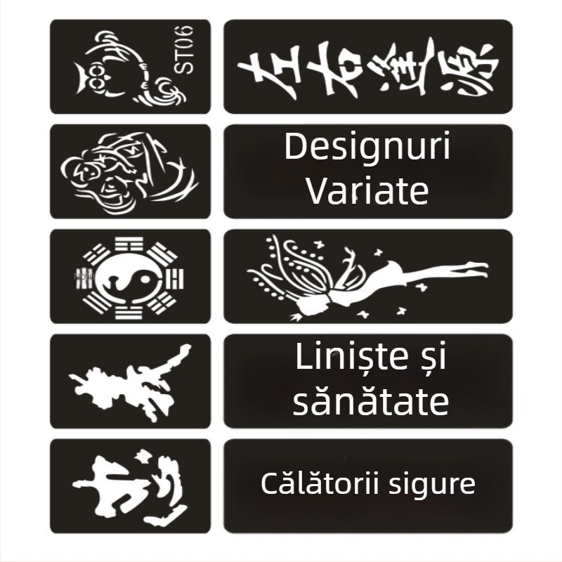 Șabloane mini pentru tatuaje semi-permanente, atlas în stil coreean cu decupaje, autocolante pentru tatuaje pe degete, design minimalist proaspăt
