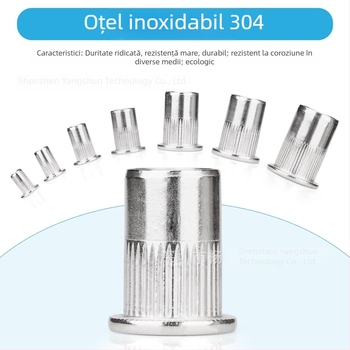 Kit de 165 bucăți rivet-nuts din oțel inoxidabil 304, M3–M10, cap plat, model cu nervuri verticale
