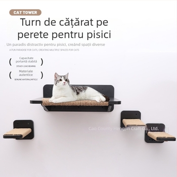 Cadru de cățărare pentru pisici din lemn, montat pe perete, platformă din lemn pentru sărit, structură suspensă cu mai multe niveluri