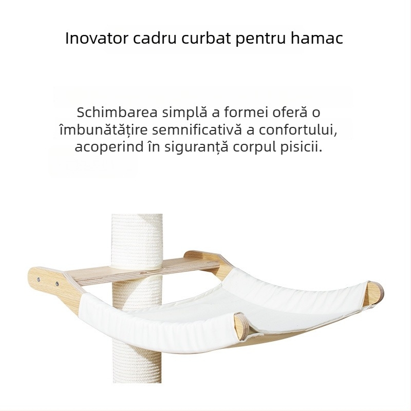 Turn de cățărare din lemn pentru pisici, cu platformă dublă încorporată și cuib pentru pisici, stâlp de zgâriere din sisal, design inspirat de capsula spațială, platformă de săritură compactă