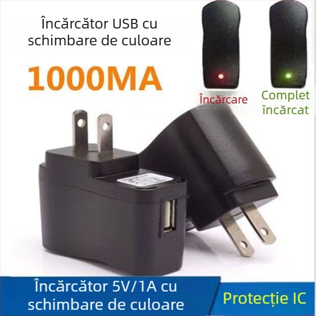 Încărcător USB cu schimbare de culoare, 5V 1A, cu indicator