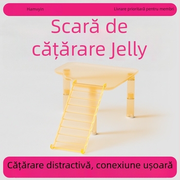 Scară transparentă din acrilic pentru hamster, cu platformă, antiderapantă, decor pentru animale de companie mici