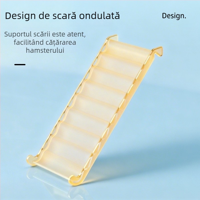 Scară transparentă din acrilic pentru hamster, cu platformă, antiderapantă, decor pentru animale de companie mici