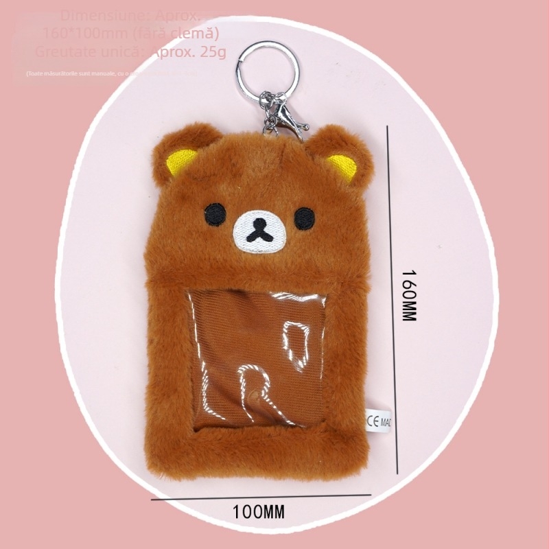 Husă pentru carduri din pluș cu Rilakkuma — serie pentru studenți, organizator de carduri și pandantiv