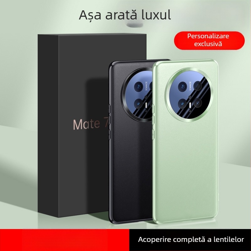 Carcasă Huawei Mate70 Series cu acoperire totală, piele artificială și lentilă acrilică, stil business lux modern