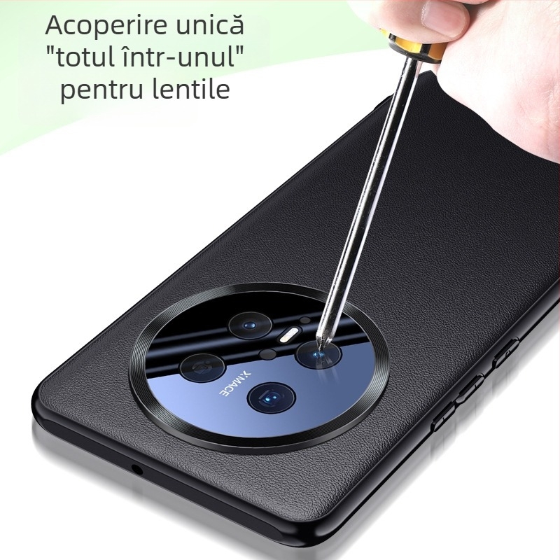 Carcasă Huawei Mate70 Series cu acoperire totală, piele artificială și lentilă acrilică, stil business lux modern