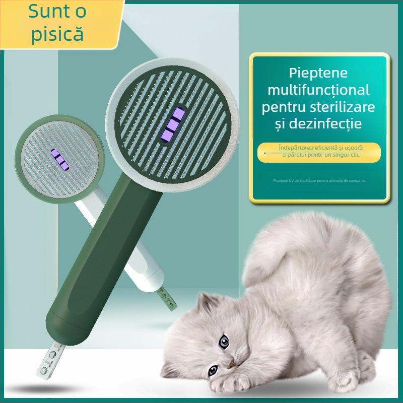 Pieptene pentru pisici și câini, pentru îndepărtarea părului și îngrijire antibacteriană; instrument de grooming pentru animale de companie