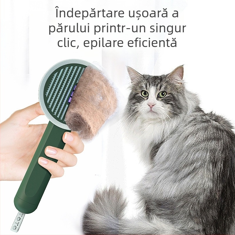 Pieptene pentru pisici și câini, pentru îndepărtarea părului și îngrijire antibacteriană; instrument de grooming pentru animale de companie