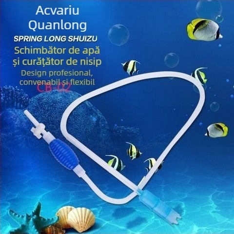 Kit de curățare pentru acvariu, tip agitație: schimb de apă, sifon și curățător de pietriș cu pompă