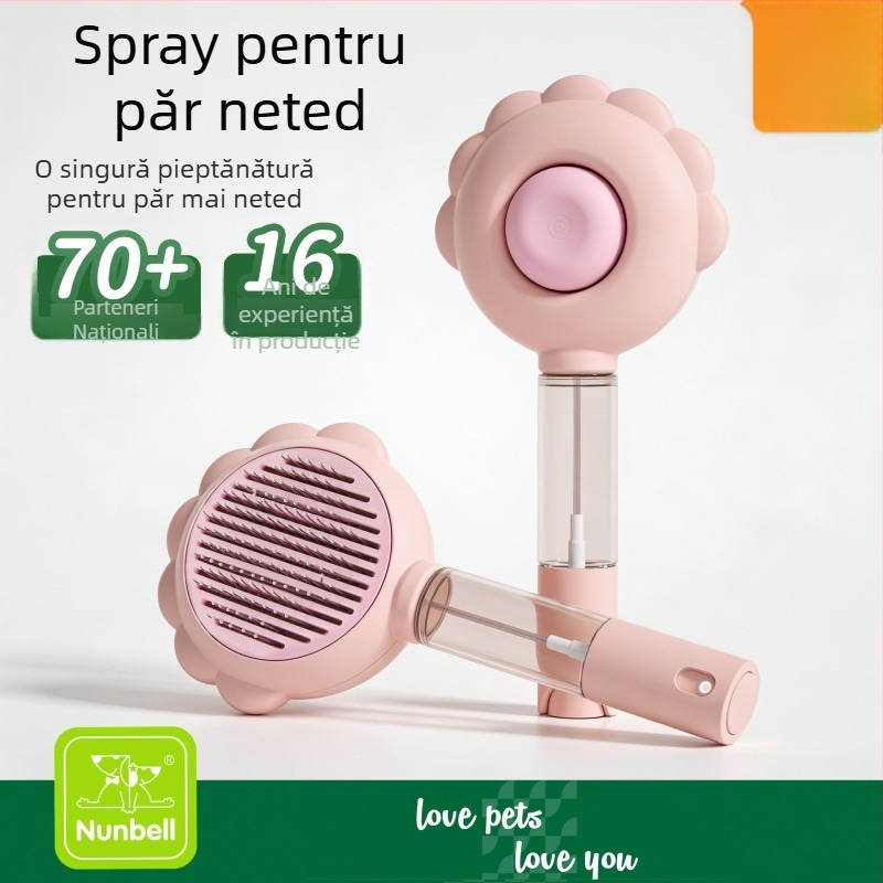 Pieptene cu pulverizator pentru animale de companie — perie pentru blană de pisică și câine, eliminarea părului liber, pieptene cu ace